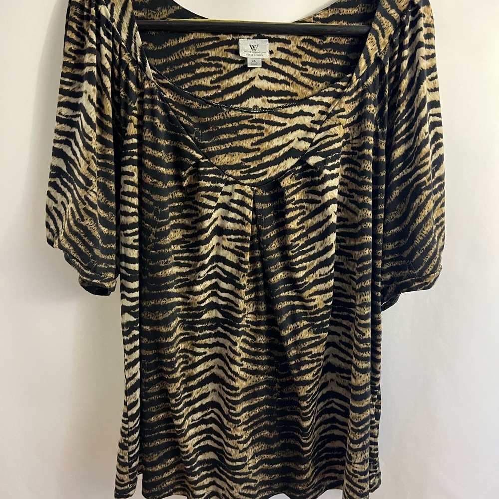 Worthington plus size Women's Zebra Print Top 2x - Picture 1 of 3